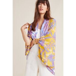 Kachel x Anthropologie Voyager Cocoon Kimono Yellow Floral One Size